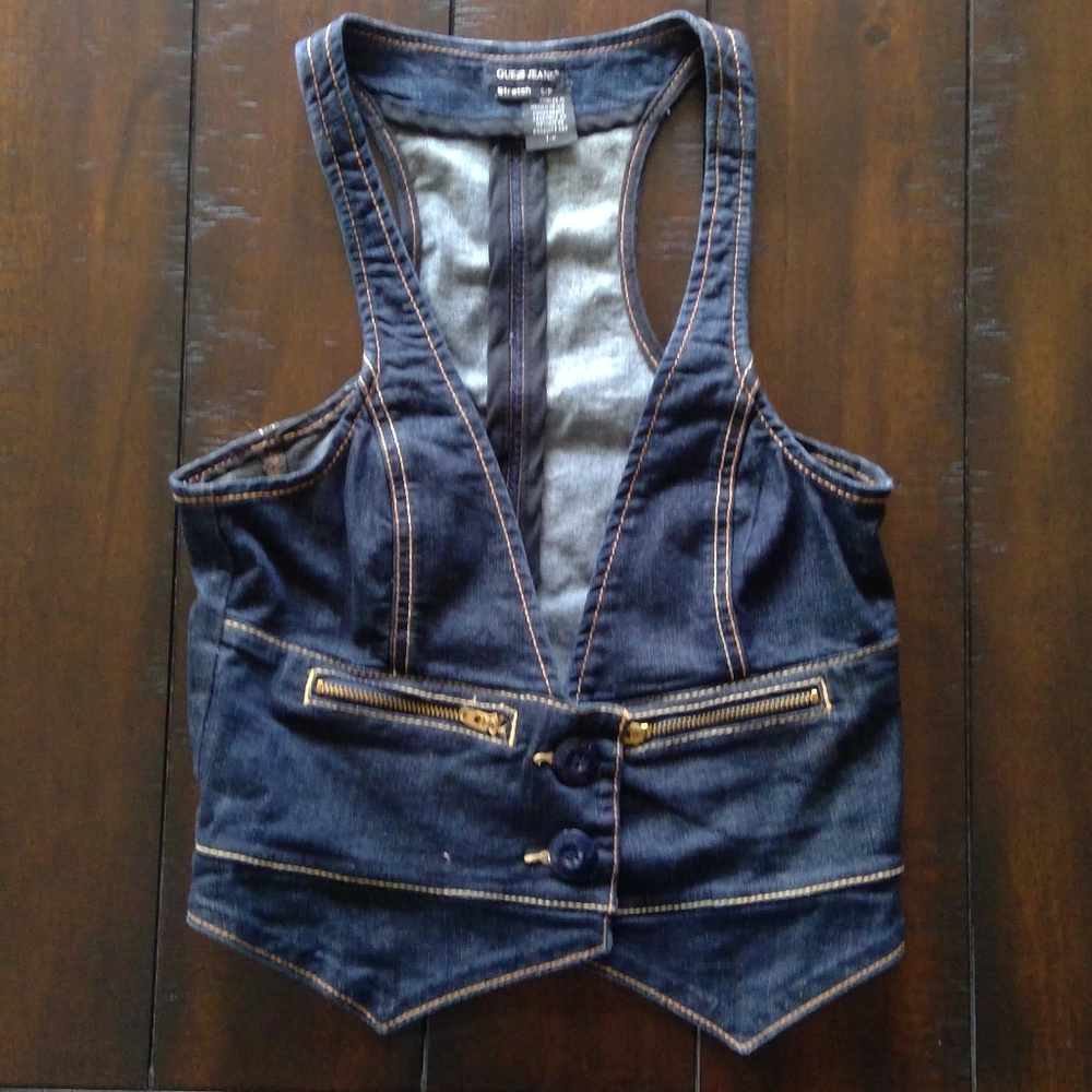 !2 for $10! Guess Denim Vest S Petite cute!